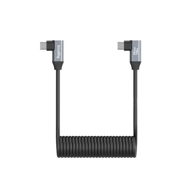 Alt view image 2 of 5 - SmallRig 13.8" 100W USB-C Angled to USB-C Angled Coiled Data Cable, Black
