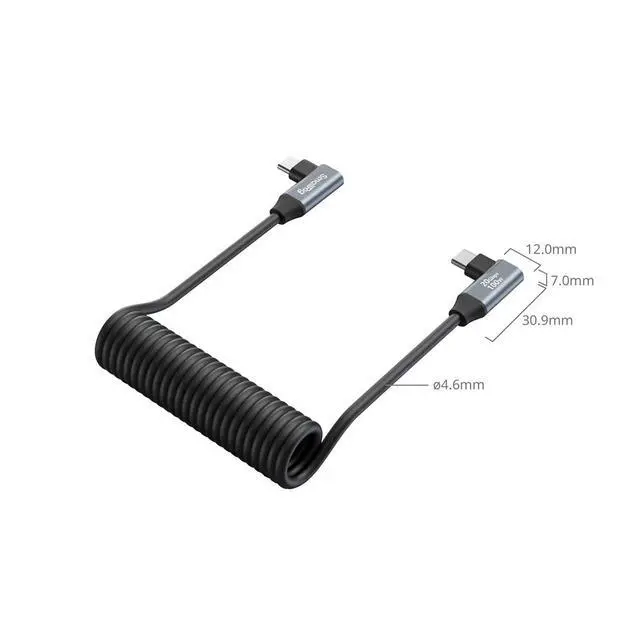 Alt view image 5 of 5 - SmallRig 13.8" 100W USB-C Angled to USB-C Angled Coiled Data Cable, Black