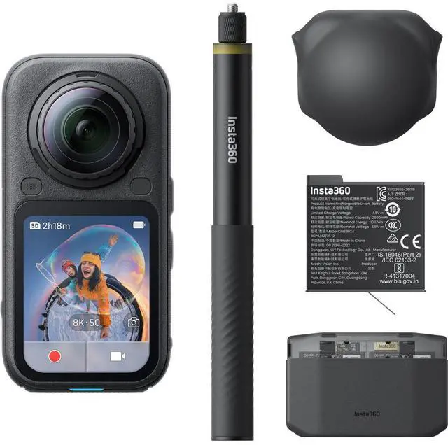 Main image of Insta360 X6 8K 360 Action Camera Essential Bundle, Midnight Black