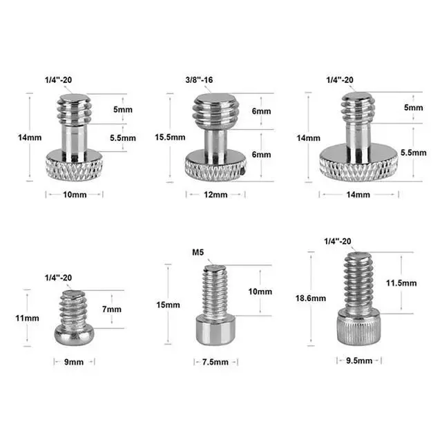 Alt view image 3 of 6 - CAMVATE 1/4"-20, 3/8"-16 and M5 Thread Screw Assortment Kit for Camera Cage Rig and Accessories, 16 Pieces