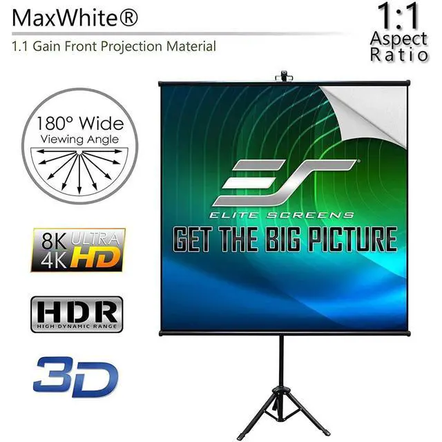 Alt view image 2 of 8 - Elite Screens Tripod Lite 65" MaxWhite Ultra-Light Dual-Purpose Tripod/Wall Hanging Projector Screen with Stand and Bag