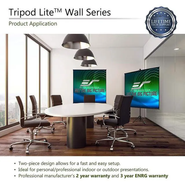 Alt view image 6 of 8 - Elite Screens Tripod Lite 65" MaxWhite Ultra-Light Dual-Purpose Tripod/Wall Hanging Projector Screen with Stand and Bag