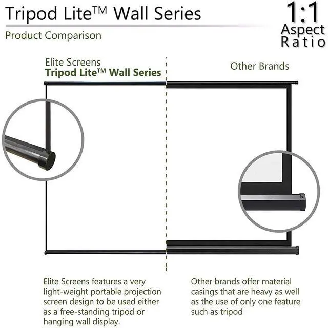Alt view image 7 of 8 - Elite Screens Tripod Lite 65" MaxWhite Ultra-Light Dual-Purpose Tripod/Wall Hanging Projector Screen with Stand and Bag