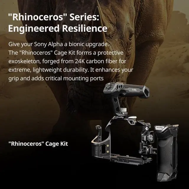 Alt view image 2 of 7 - SmallRig Rhinoceros Full Camera Cage Kit for Sony Alpha 7 V/7R V/7 IV/7S III/7R IV, Black