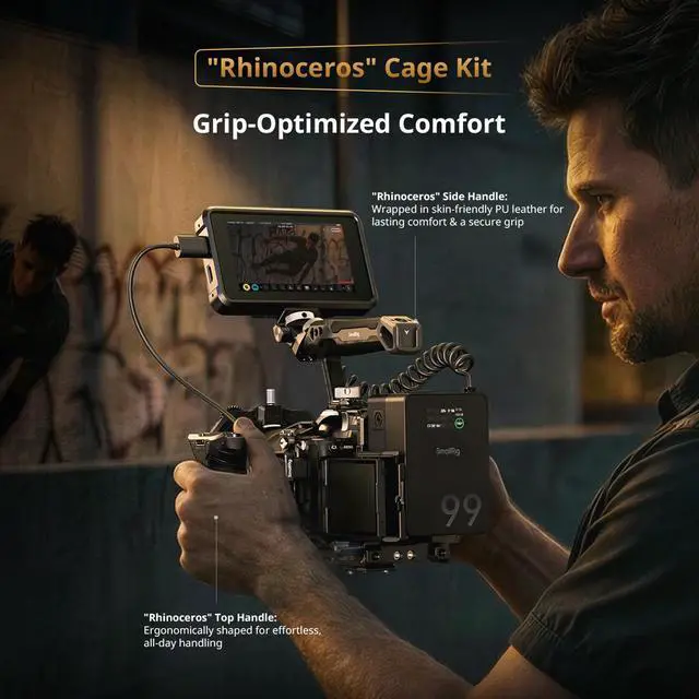 Alt view image 5 of 7 - SmallRig Rhinoceros Full Camera Cage Kit for Sony Alpha 7 V/7R V/7 IV/7S III/7R IV, Black