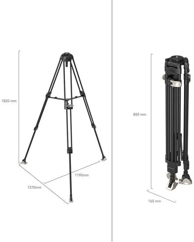 Alt view image 2 of 5 - SmallRig FreeBlazer 3-Section Heavy-Duty Carbon Fiber Tripod with 75mm Bowl