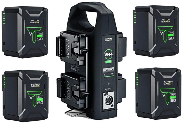 Main image of Anton Bauer VM4 4-Position Micro Battery Charger, V-Mount, Bundle with 4x Titon Micro 150Wh V-Mount Batteries