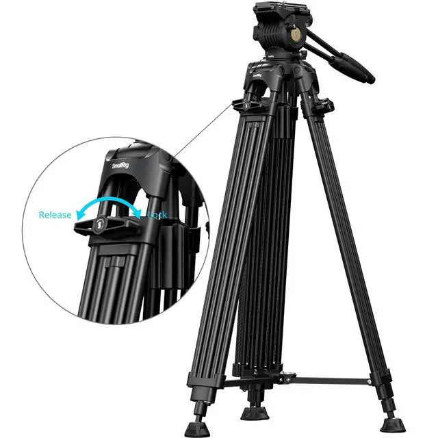 Alt view image 5 of 7 - SmallRig FSD14 FreeSpeed Heavy-Duty Aluminum Tripod with Fluid Head, Black
