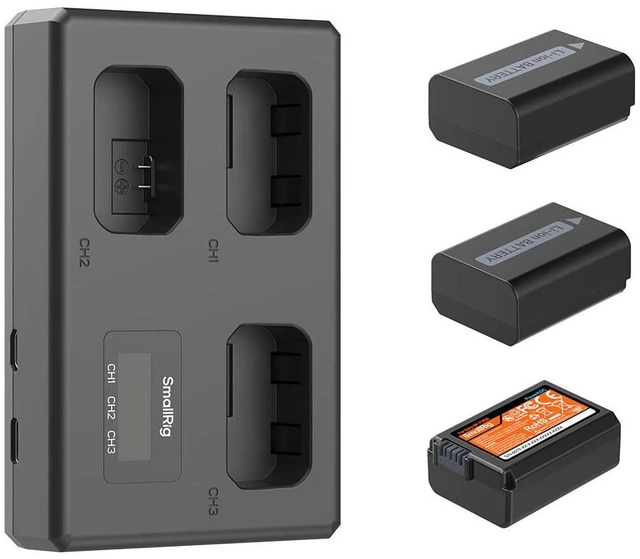 Alt view image 2 of 7 - SmallRig 3x NP-FW50 7.62Wh 7.4V 1030mAh Lithium-ion Camera Battery and Triple Charger Kit