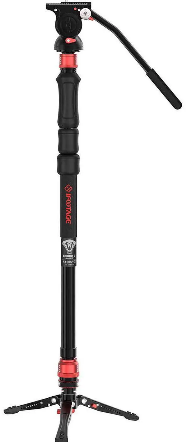 Main image of iFootage Cobra 3 Strike A150S-III 3-Section Aluminum Monopod with Low Profile Minipod Base and Komodo K5S Fluid Head