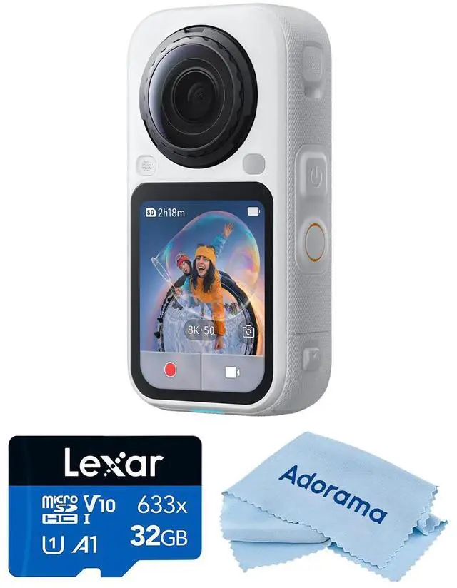 Main image of Insta360 X6 8K 360 Action Camera Standard Bundle, Arctic White, Bundle with 32GB microSDHC Memory Card and Cleaning Cloth