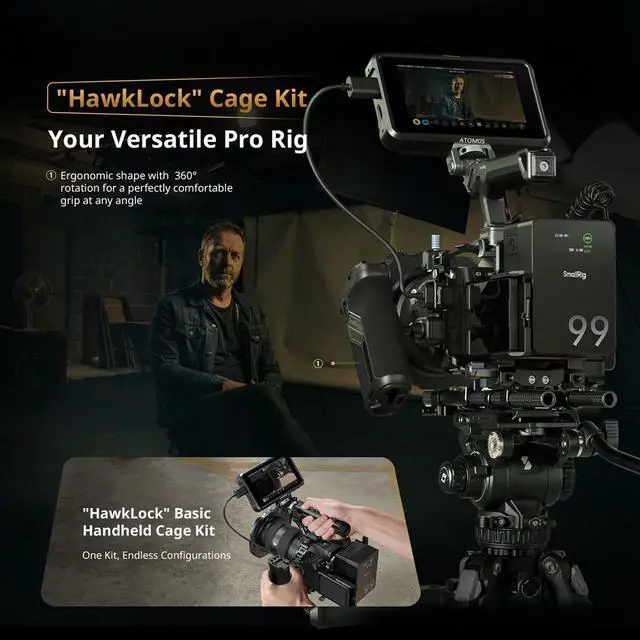 Alt view image 6 of 7 - SmallRig Advanced Edition HawkLock Full Camera Cage Kit for Sony Alpha 7 V /7R V/7 IV, Black