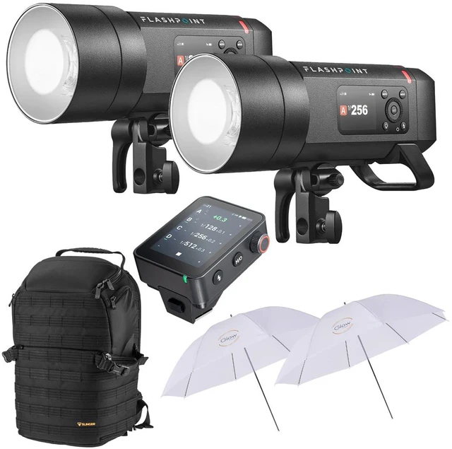 Main image of Slinger XPLOR 400 Pro II R2 TTL All-in-One Outdoor Flash, 2-Pack, Bundle with Wireless Trigger for Nikon, Backpack and 2x 40" Translucent Umbrella