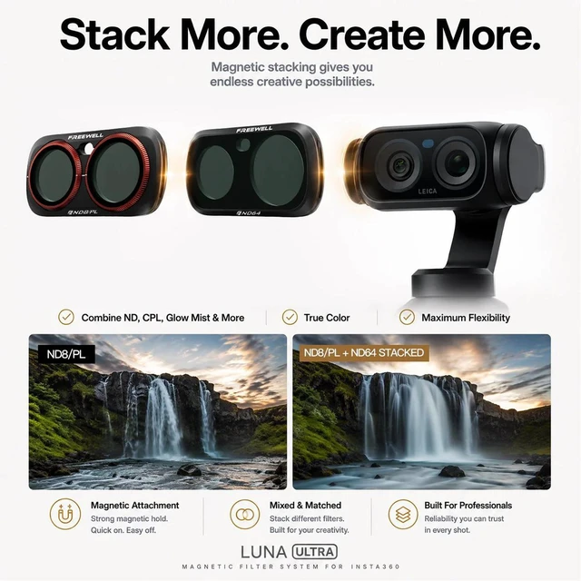 Alt view image 4 of 6 - Freewell All Day Magnetic Filter Kit for Luna Ultra Action Camera, 8-Pack
