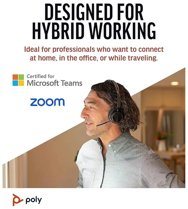 Alt view image 11 of 14 - POLY VOYAGER FOCUS 2-M MICROSOFT TEAMS CERTIFIED HEADSET +CHARGING STAND CUS