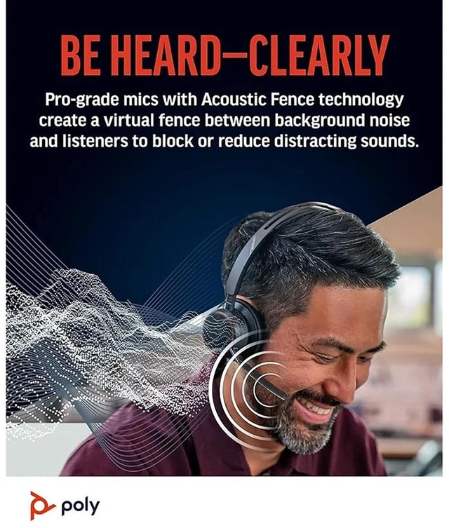 Alt view image 13 of 14 - POLY VOYAGER FOCUS 2-M MICROSOFT TEAMS CERTIFIED HEADSET +CHARGING STAND CUS