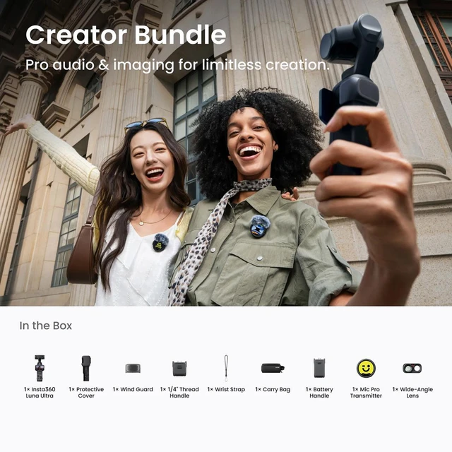 Alt view image 5 of 6 - Insta360 Luna Ultra Creator Bundle, Black w/32GB Memory Card,Cleaning Cloth