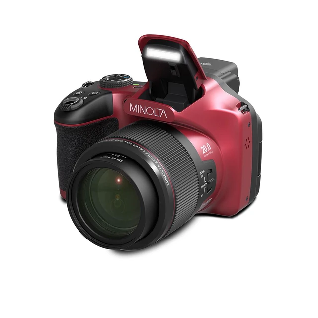 Alt view image 2 of 7 - Minolta MN68Z 20MP 4K Ultra HD Bridge Camera with 68x Optical Zoom - Red