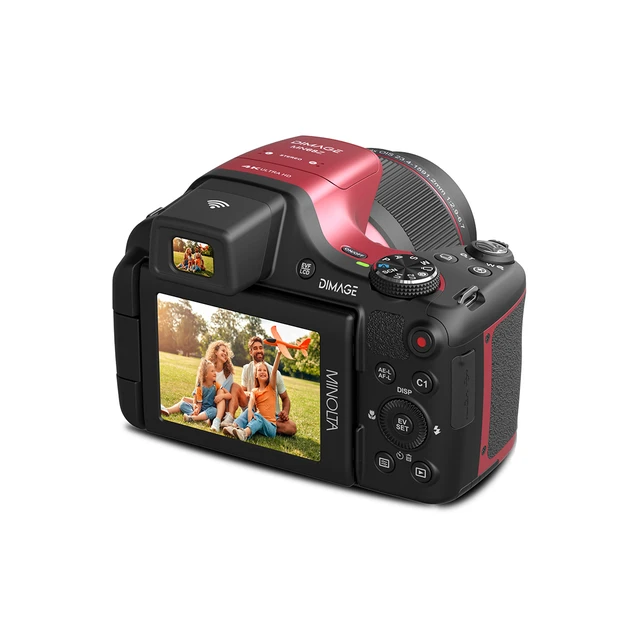 Alt view image 7 of 7 - Minolta MN68Z 20MP 4K Ultra HD Bridge Camera with 68x Optical Zoom - Red