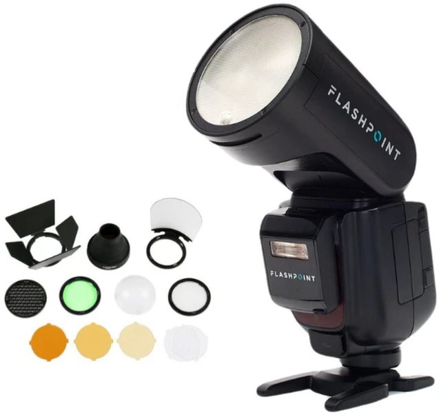 Main image of Flashpoint Zoom Li-on X PRO R2 TTL On Camera Round Speedlight Flash for Fujifilm with Round Head Flash Accessory Kit