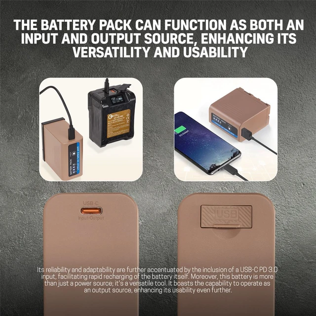 Alt view image 6 of 7 - Green Extreme NP-F970 76.3Wh 7.4V 10500mAh Li-Ion Battery with USB-C Port