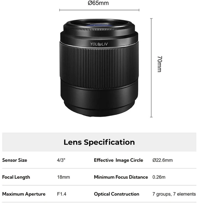 Alt view image 6 of 6 - YoloLiv 18mm f/1.4 Lens for Micro Four Thirds