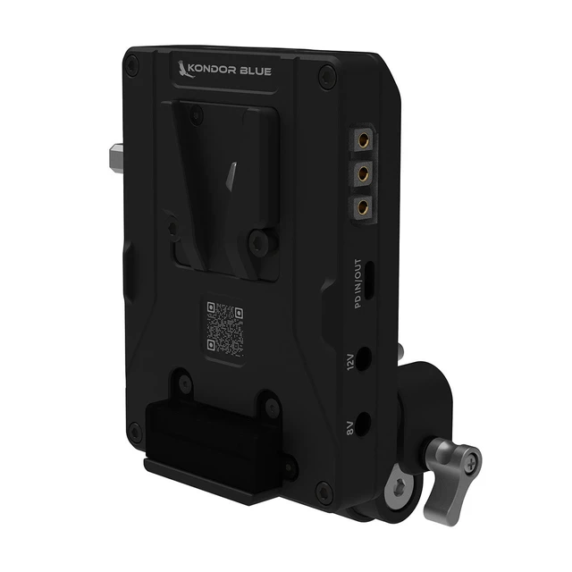 Alt view image 5 of 5 - Kondor Blue V-Mount Pro Battery Plate with Swiveling Rod Block, Raven Black