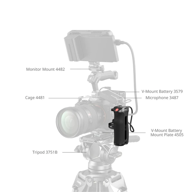 Alt view image 4 of 7 - SmallRig Side Handle with Recording Trigger and 1/4"-20 Screws