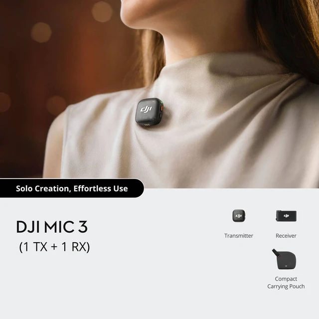 Alt view image 6 of 6 - DJI Mic 3 Compact 2.4GHz Wireless Microphone System for Mobile Devices