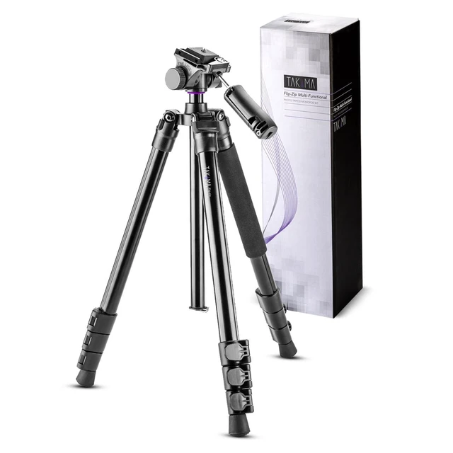 Alt view image 2 of 7 - Takama Flip-Zip 4-Sec Al Multi-Functional Photo Tripod/Monopod w/2-Way Head