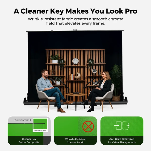 Alt view image 3 of 7 - NearStream VK50 7.7x6.6' Wrinkle-Resistant Backdrop, Green