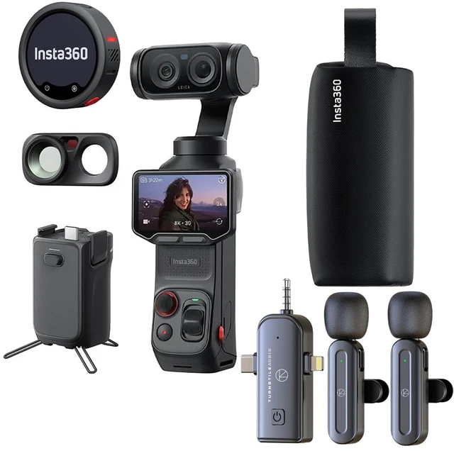 Main image of Insta360 Luna Ultra 8K Dual-Lens Gimbal Camera Creator Bundle,Black,Lav Mic