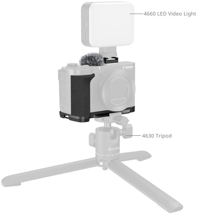 Alt view image 3 of 6 - SmallRig L-Shaped Mount Plate with Handle for Canon PowerShot V1 Camera, Black