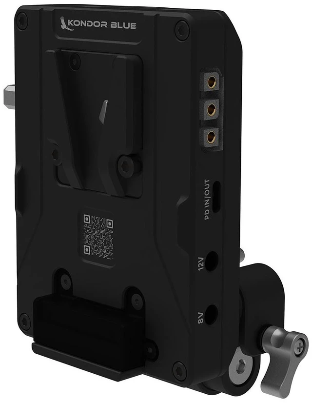 Alt view image 5 of 5 - Kondor Blue V-Mount Pro Battery Plate with Swiveling Rod Block, Raven Black