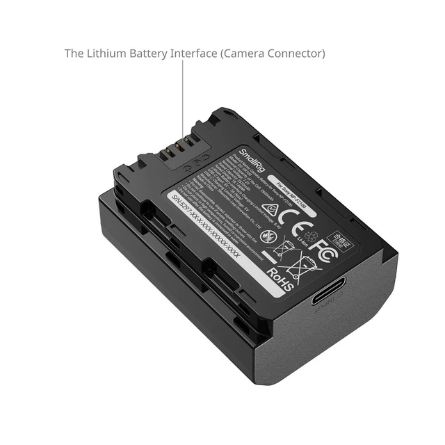 Alt view image 4 of 7 - SmallRig 18.144Wh 7.2V 2600mAh USB-C Rechargeable Lithium Ion Battery with Power Display for Sony NP-FZ100 Camera