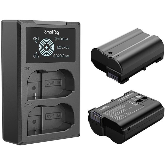 Alt view image 2 of 7 - SmallRig 2x EN-EL15 14.69Wh 7.2V 2040mAh Camera Battery and Dual Charger Kit