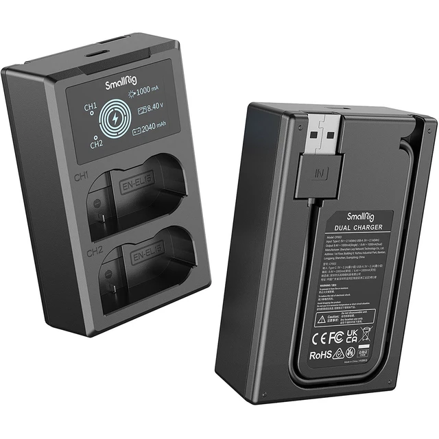 Alt view image 5 of 7 - SmallRig 2x EN-EL15 14.69Wh 7.2V 2040mAh Camera Battery and Dual Charger Kit