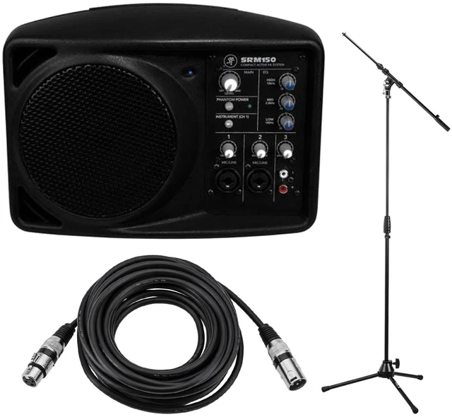 Main image of Mackie SRM150 5.25" 150W Active PA System, w/Mic Boom Stand, 25' XLR Cable