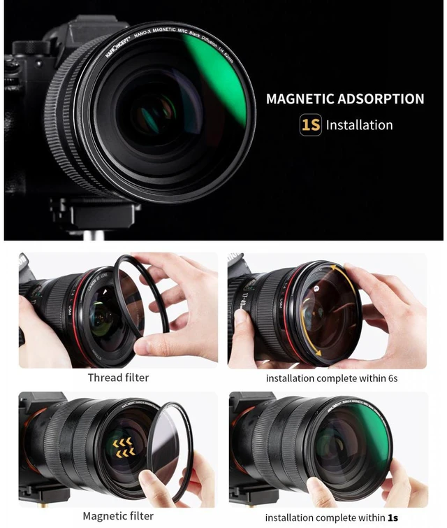 Alt view image 5 of 7 - K&F Concept KF Concept 82mm Nano-X 1/4 Black Soft Diffusion Magnetic Filter