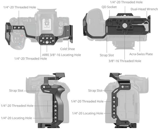 Alt view image 4 of 7 - SmallRig 4978B Full Camera Cage for Canon EOS R5 Mark II, Black