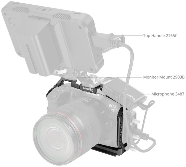 Alt view image 6 of 7 - SmallRig 4978B Full Camera Cage for Canon EOS R5 Mark II, Black