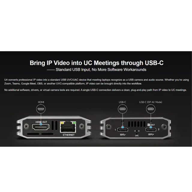 Alt view image 3 of 4 - Kiloview U4 4K UHD USB/HDMI/DisplayPort IP Video Dock