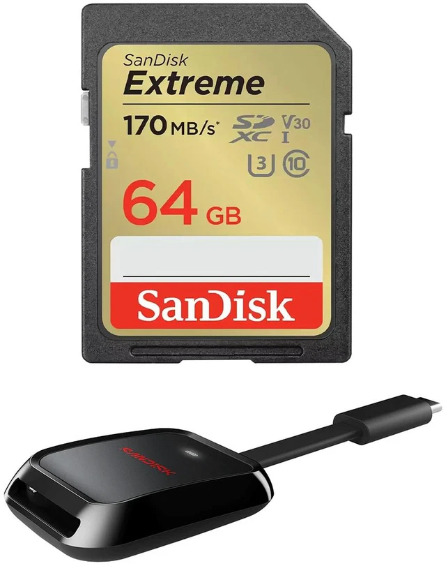 Main image of SanDisk Extreme UHS-I U3 SDHC/SDXC Memory Card - 64GB, With Reader
