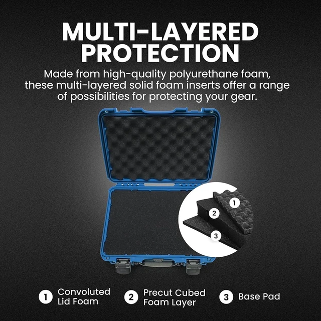 Alt view image 4 of 7 - Nanuk 910 Waterproof Hard Case with Cubed Foam, Blue