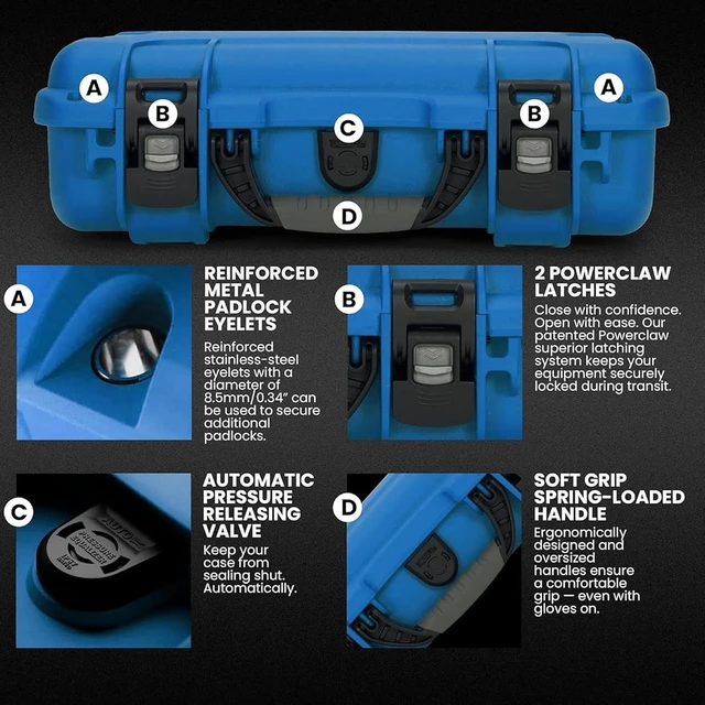Alt view image 2 of 7 - Nanuk 910 Waterproof Hard Case with Cubed Foam, Blue