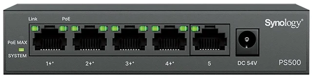 Main image of Synology PS500 5-Port 60W PoE+ Gigabit Unmanaged Network Switch