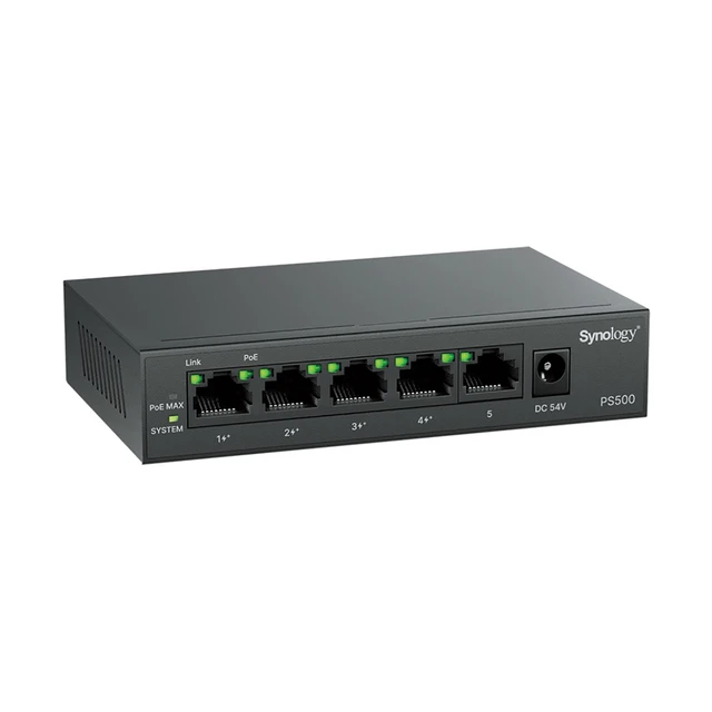 Alt view image 3 of 6 - Synology PS500 5-Port 60W PoE+ Gigabit Unmanaged Network Switch