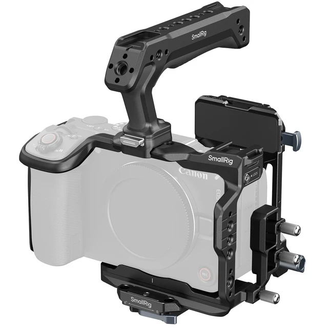 Alt view image 8 of 12 - SmallRig HawkLock Quick Release Cage Kit for Canon R6 V, with Foldable V-Mount Battery Plate, Clamp for HDMI & USB-C, Top Handle, Multiple Interfaces for Various Scenes 6381