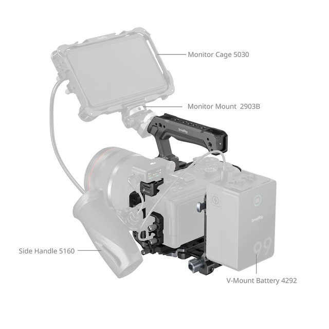 Alt view image 11 of 12 - SmallRig HawkLock Quick Release Cage Kit for Canon R6 V, with Foldable V-Mount Battery Plate, Clamp for HDMI & USB-C, Top Handle, Multiple Interfaces for Various Scenes 6381