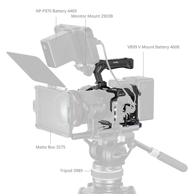 Alt view image 12 of 12 - SmallRig HawkLock Quick Release Cage Kit for Canon R6 V, with Foldable V-Mount Battery Plate, Clamp for HDMI & USB-C, Top Handle, Multiple Interfaces for Various Scenes 6381